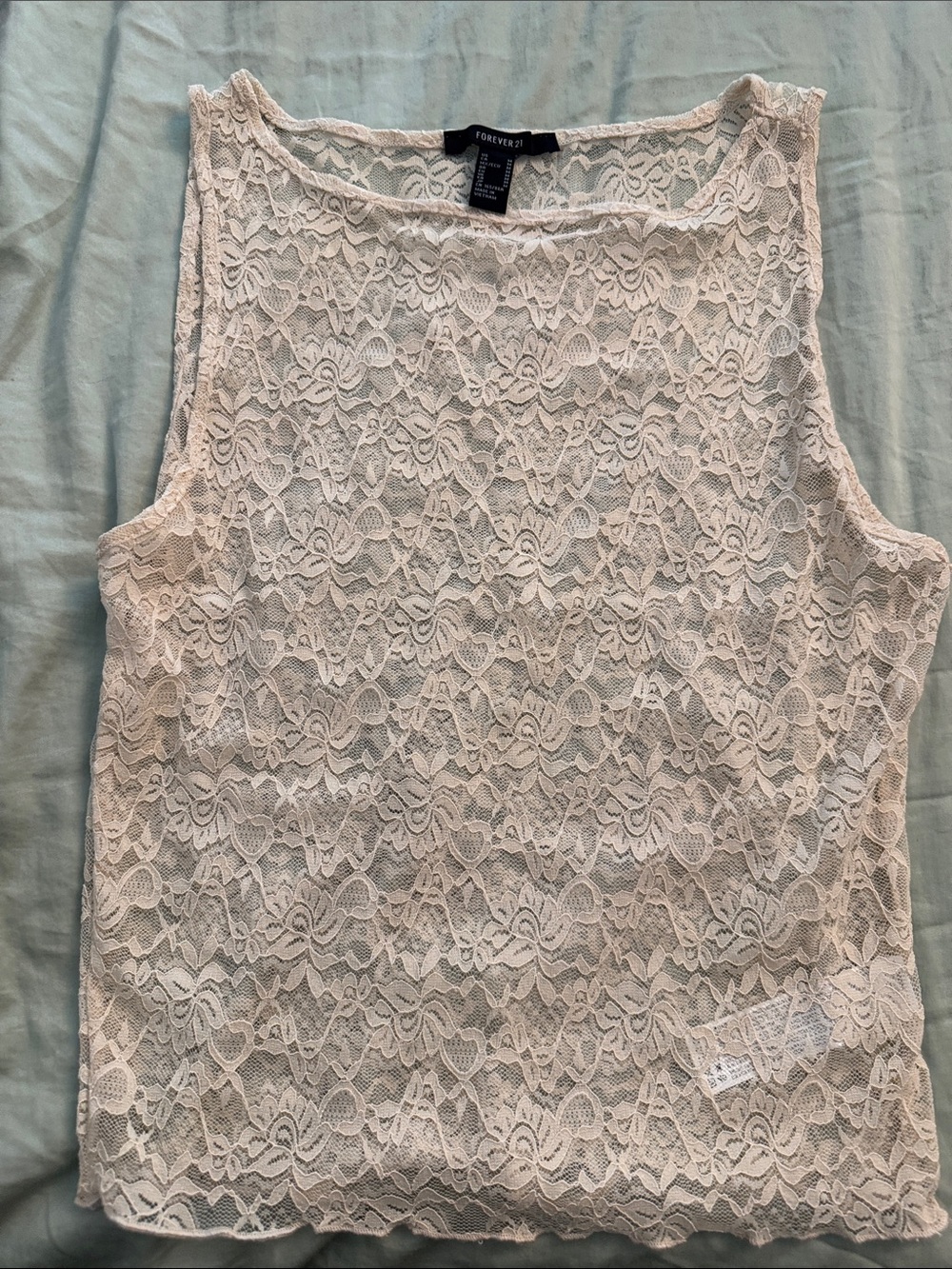 Forever 21 Beige Floral Lace Sleeveless Camisole